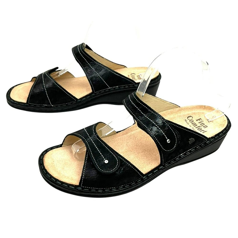 New Finn Comfort Catalina Leather Orthopedic Slip On Sandals Womens 42 D Black M